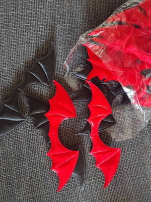 Textile bat wings red and black like new, 28 pieces