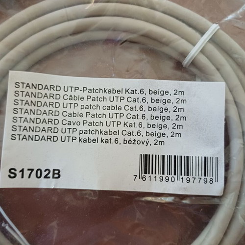 Ethernet cable Cat 6 UTP, 2 meters, sealed