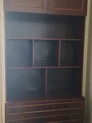 Vintage wooden living room wall unit with marquetry used