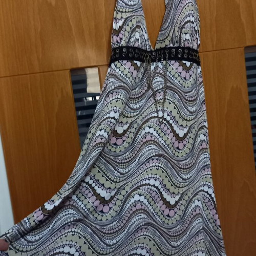 Lynne halter dress with bust chain details like new, multicolor