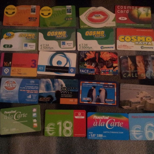 Greek phone cards used, pack of 20 pieces