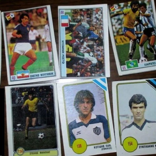 Ntogiakos football stickers used, lot no.2, 8 pieces
