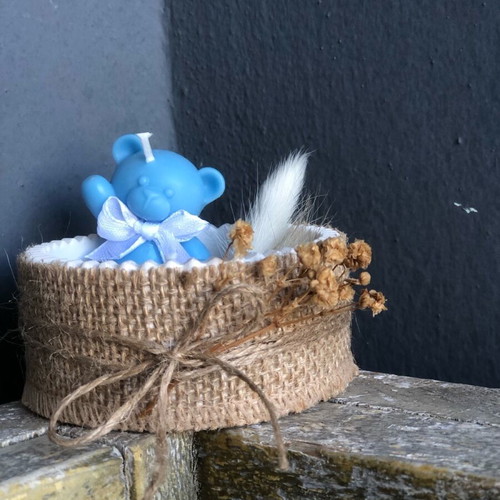 Teddy Bear Bomboniere new, handmade baptism candle