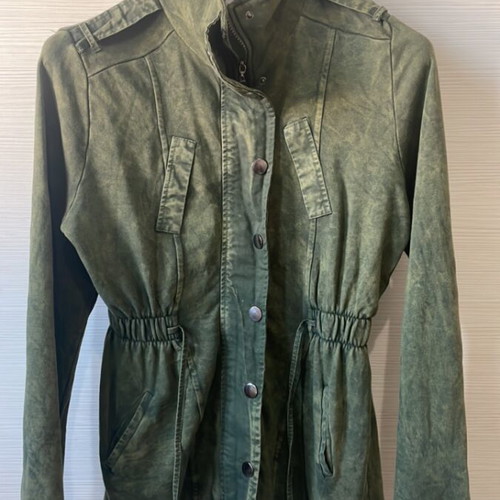 Women's jacket with elastic waist like new, faded dark green-khaki