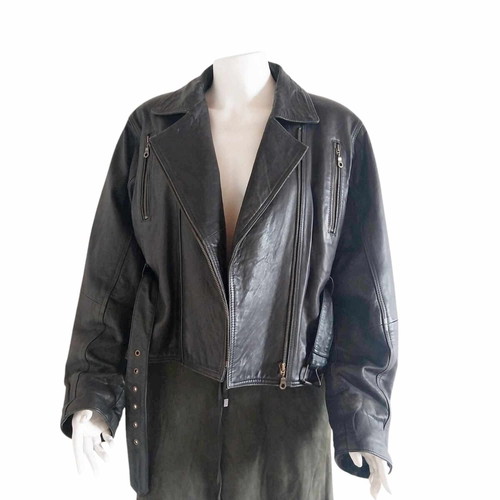 Vintage black leather biker jacket unisex, like new, size L