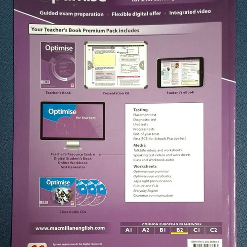 Optimise B2 Teacher's Book like new, Macmillan Education, English