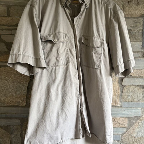 Camel 90s vintage short-sleeve safari shirt like new, oversized