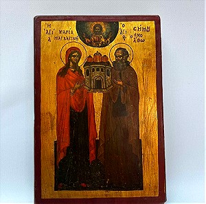 Εκκλησιαστική Εικόνα ξύλινη σε εκτύπωση Αγία Μαρία Μαγδαληνή 23x16x3