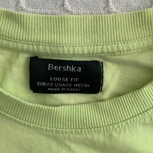 Bershka T-shirt XS used, green and yellow