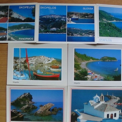 Καρτ ποστάλ Σκόπελος της δεκαετίας του 90 καινούργιες, σετ 7 τεμαχίων