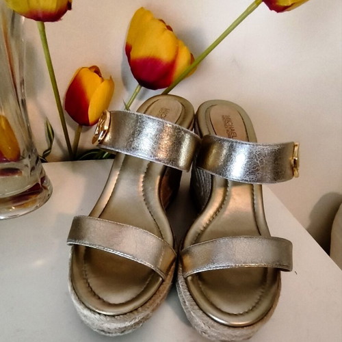 Michael Kors platform sandals, gold, size 39M