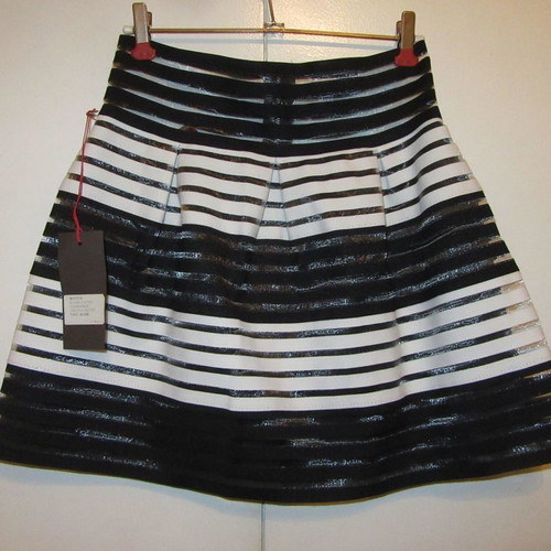De Deo mini skirt black and white striped party semi-transparent new