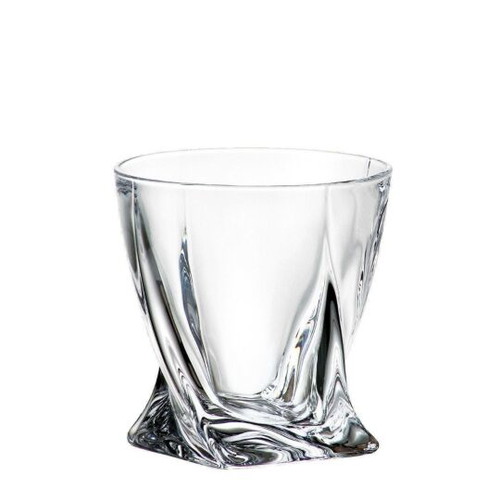 Bohemia Quadro whiskey set with decanter, glass and silver-plated tray