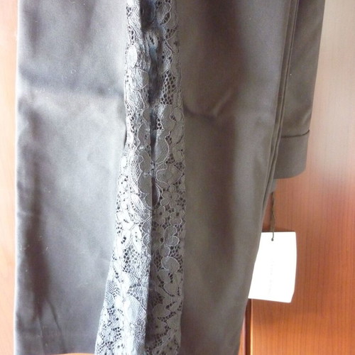 Zara women's pants Large new with lace on legs black