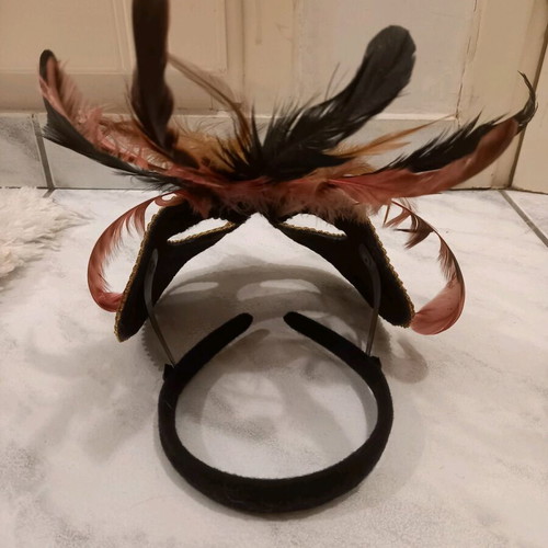 Venetian mask new purple velvet with feathers and headband
