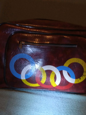 REX bag used, burgundy, 1970s with imperfections
