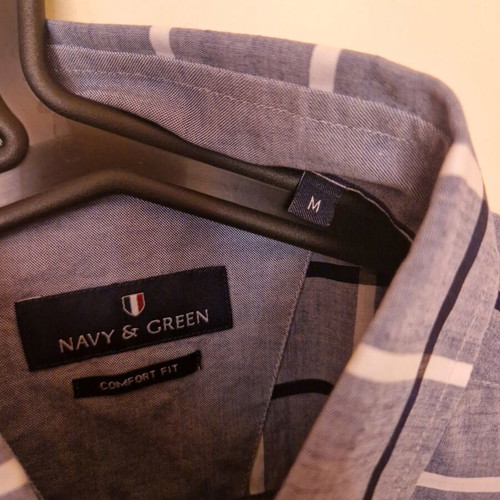 Navy & Green shirt new, size Medium, blue