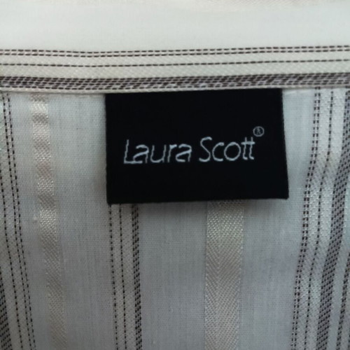 Laura Scott striped wrap shirt white beige new