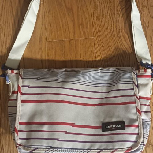 Eastpak shoulder bag new, white and purple striped design