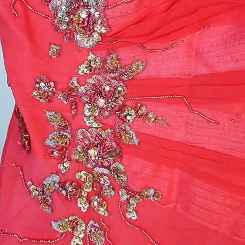 Silk dress like new, pink, size L, with scarf