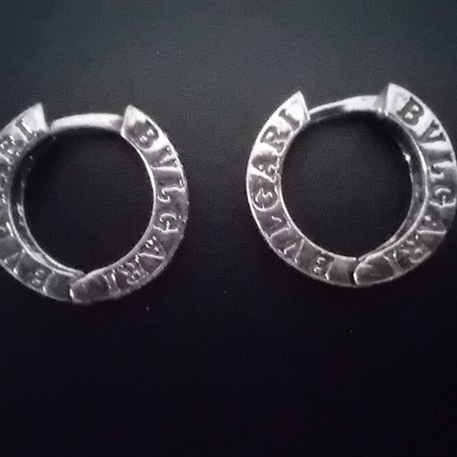 BVLGARI hoop earrings with diamonds, gray