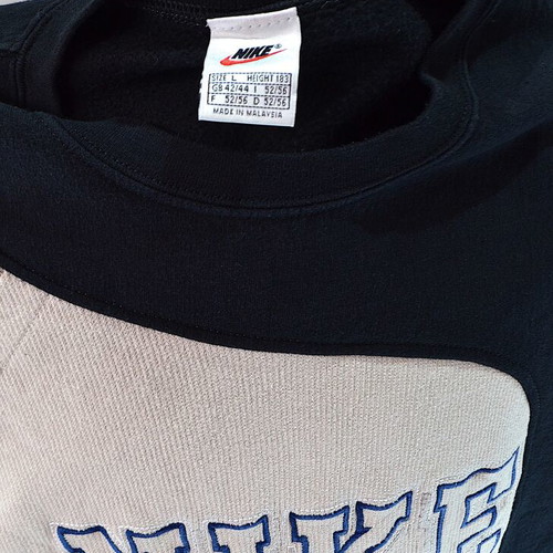 Nike reworked corduroy sweater size L, blue and beige