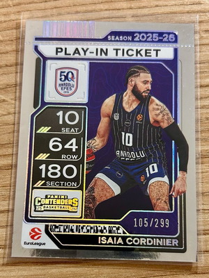 Αριθμημένη Κάρτα Isaia Cordinier Efes Panini Euroleague 2025-26 καινούργιο