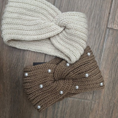 Hair ribbons new, gray and beige, set of two