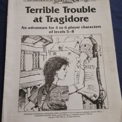 Advanced Dungeons and Dragons Terrible Trouble at Tragidore guide book used