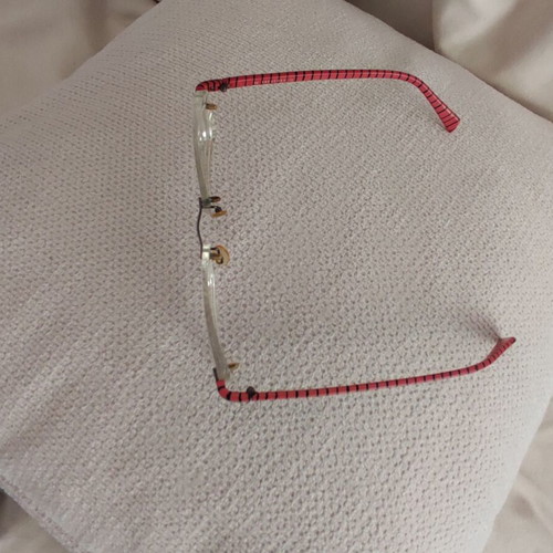 Eschenbach glasses frame used, lightweight, red striped design