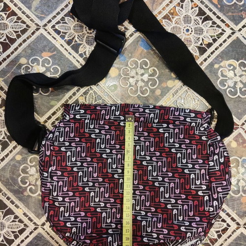 Polo vintage fabric crossbody bag with safety pin pattern