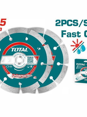 Diamond cutting discs set 115mm for wet and dry cutting, new, 2 pcs