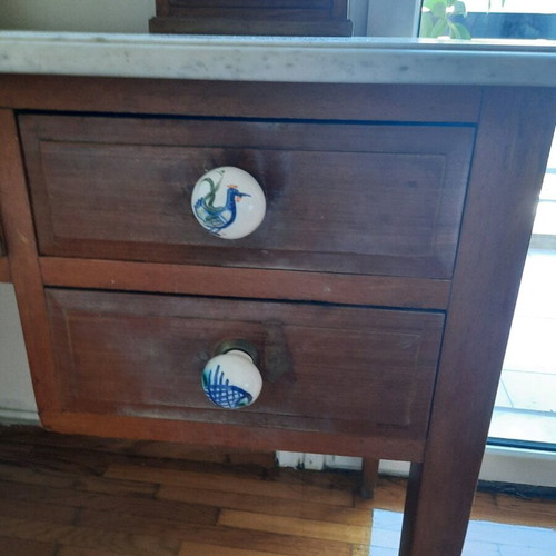 Wooden carved vanity with marble used, early 20th century