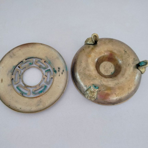 Metal incense burner used with decorative elements from the Chinese zodiac