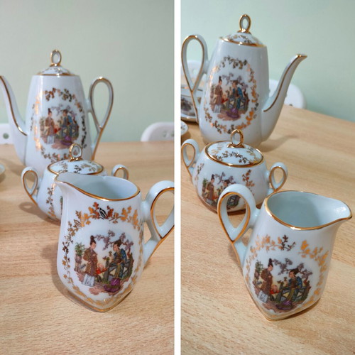 Yamaka Japanese Coffee Set Lithophane Geisha New