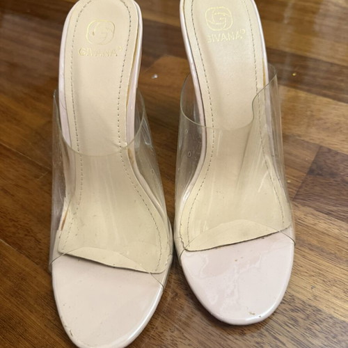 Transparent sandals like new, size 38, white beige