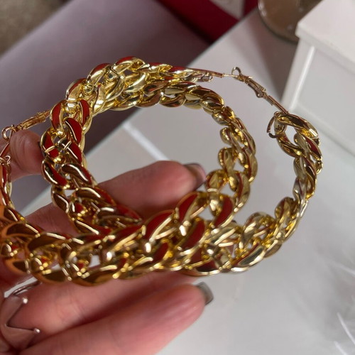 Braided gold hoop earrings new