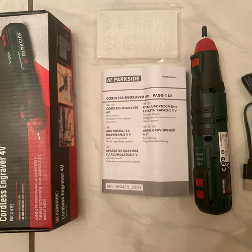 Parkside cordless engraving tool with accessories