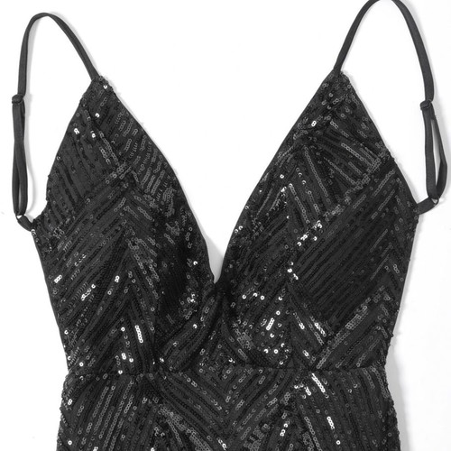 Maxi sequin dress backless new, black XS