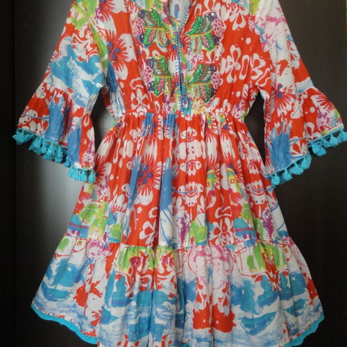 Antica Sartoria Positano by Giacomo Cinque Italian dress like new, red, cotton, size S-M