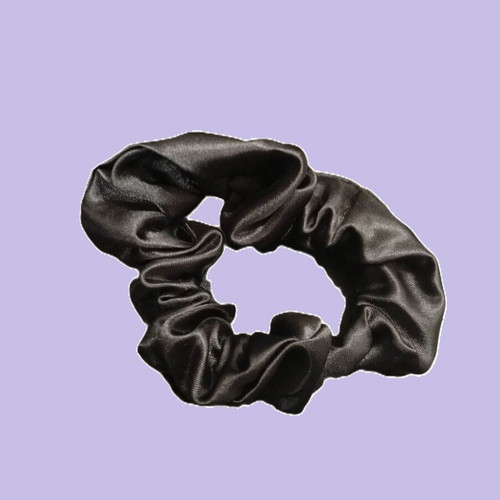 Black satin women's hair scrunchie new