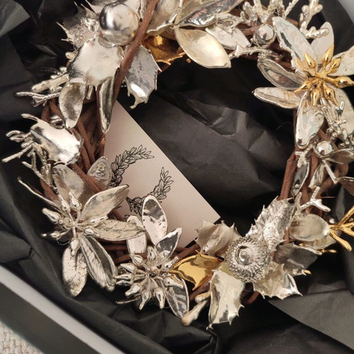 Decorative wreath gold plated 24K and silver new