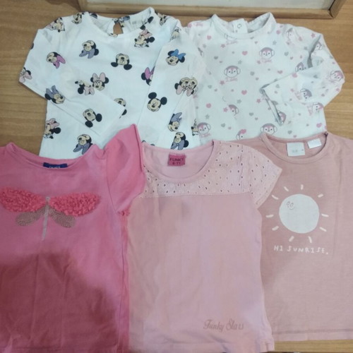 Girls' T-shirts used, pack of 5 for ages 2-3 years