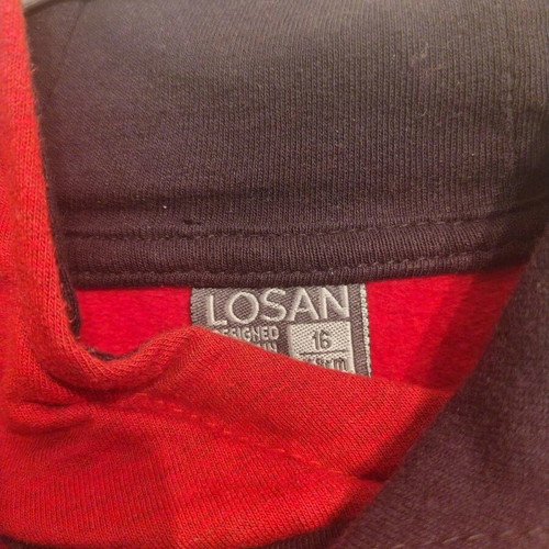 Losan hooded sweatshirt red like new for 13-year-old boy