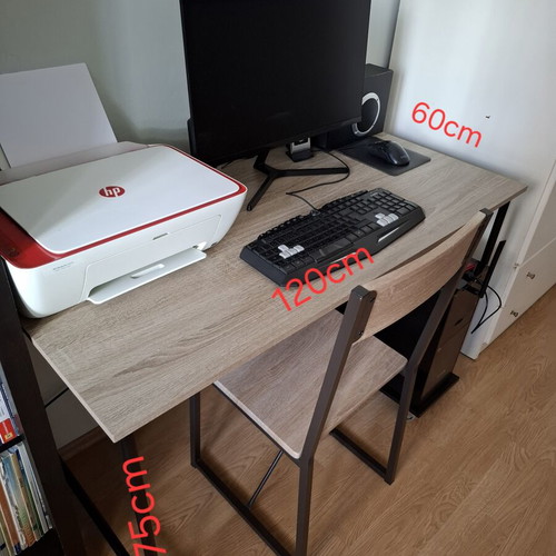Computer desk with metal frame
