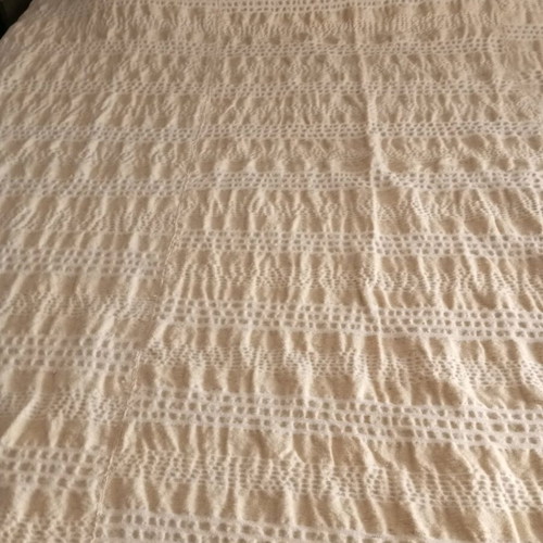 Woven blanket throw like new, handmade ecru