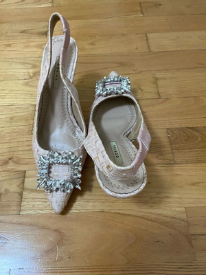 Corina woven straw pumps like new, size 37, beige pink