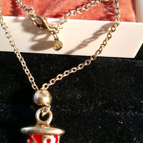 Necklace silver 925 like new, gold plated with enamel Vogue