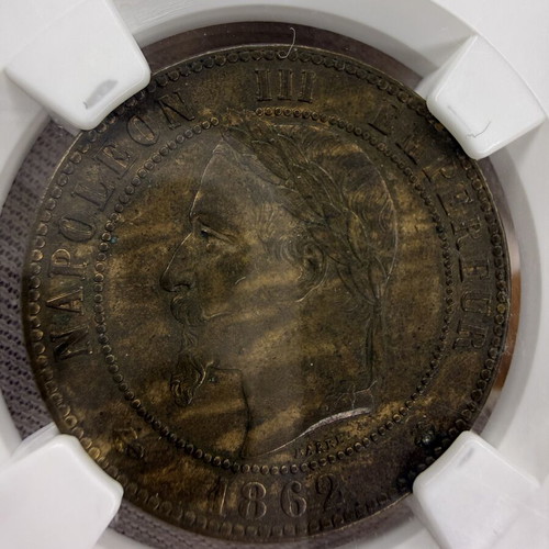 1862A France 10 Centimes coin certified by NGC, like new