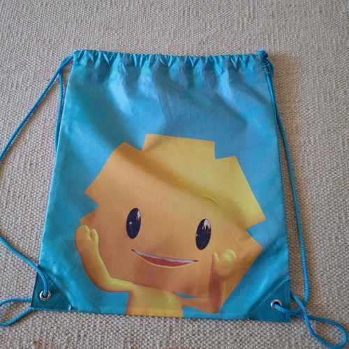 Drawstring backpack yellow used, collectible